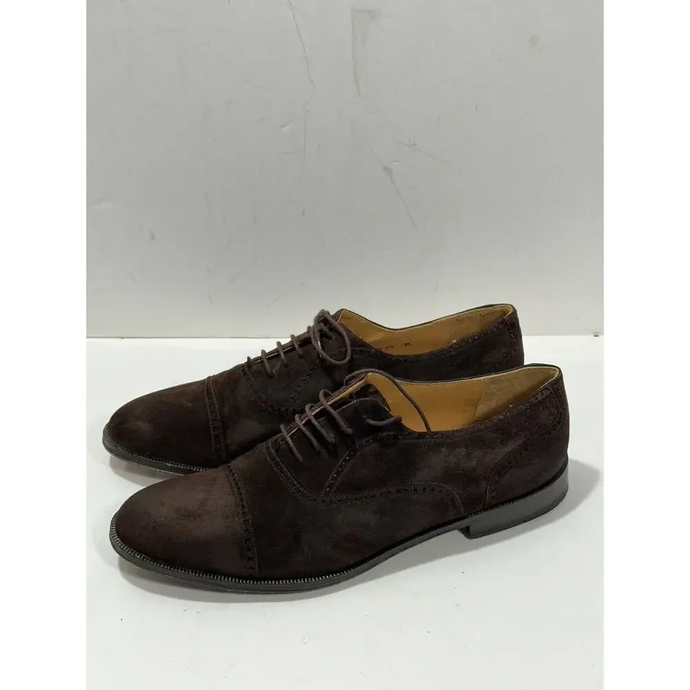 Mezlan Ravenna Brown Suede Oxford Dress Shoes US 10 M Made In Spain Luxurious